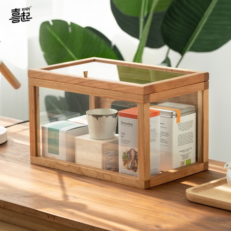 玻璃尘收纳盒有盖药品口罩化妆品盒整理储物箱