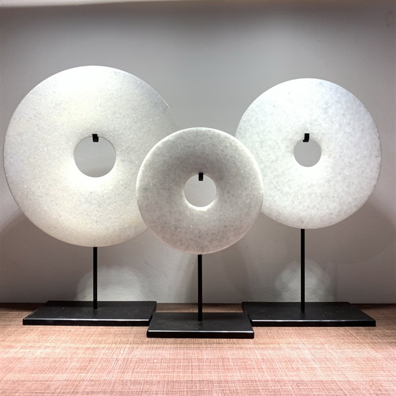 新中式售楼处家居客厅书房酒店会所样板房玄关台现代玉璧摆件