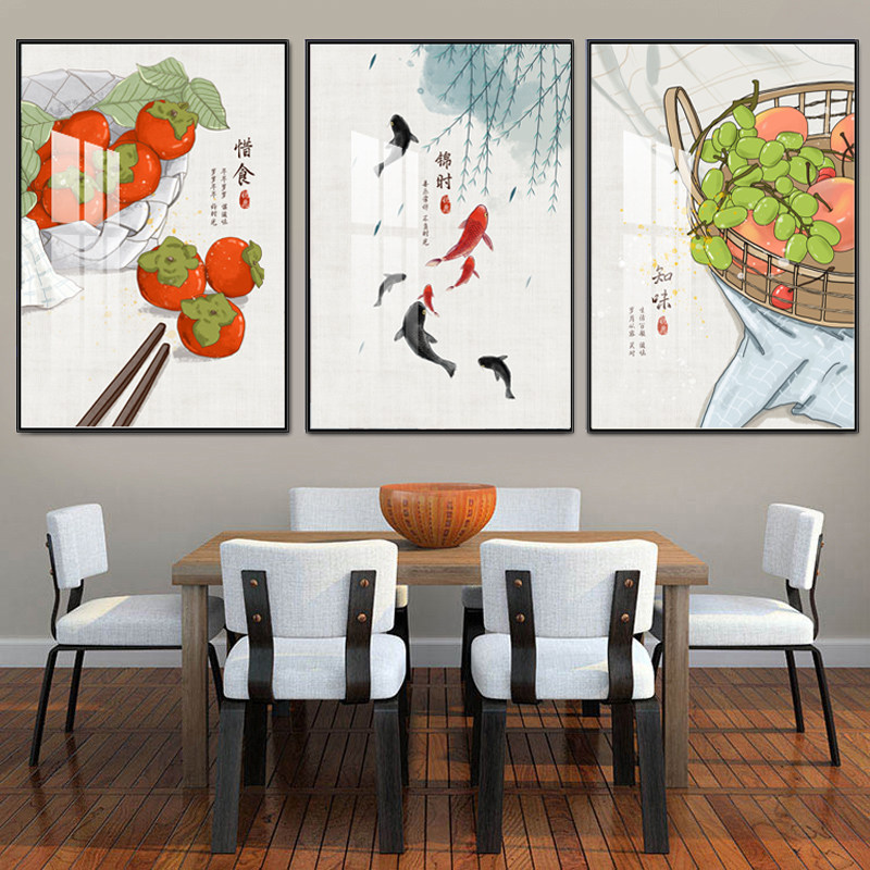 钻石画满钻十字绣饭厅三联画挂画点贴钻钻石绣