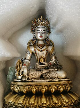 精品白鎏银黄鎏金工艺五寸地藏佛臻品