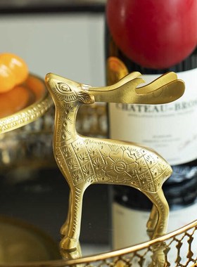 木南创意黄铜小鹿啤酒开瓶器客厅电视柜家用桌面装饰品