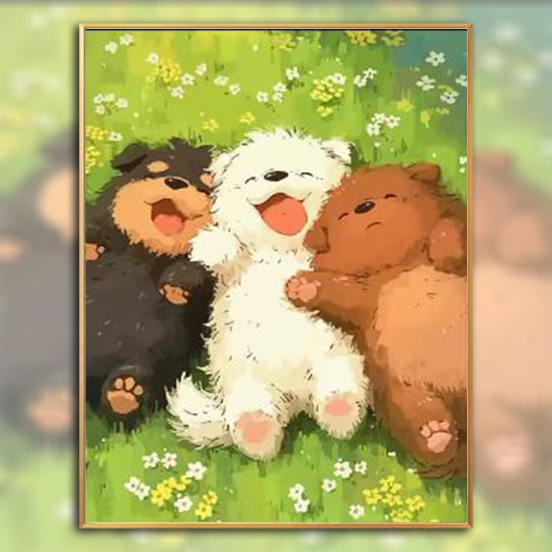 可爱狗狗十字绣满绣手工刺绣钻石画满钻小幅