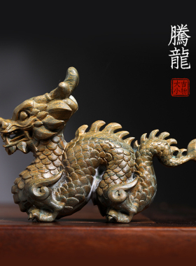天然紫檀玉檀绿檀木腾龙木雕手把件运文玩