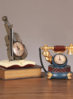 创意家居客厅电话机欧式复古书柜酒柜玄关摆设咖啡店铺装饰品