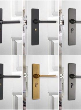 单舌门锁卧室静音室内木门锁体黑色房间房内家用简约房间双舍门锁