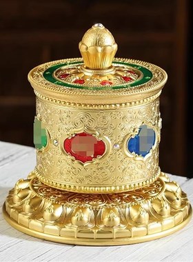 藏式指捻车载民族转轮铜合金精致雕花指捻摆件转动顺滑持久不卡顿