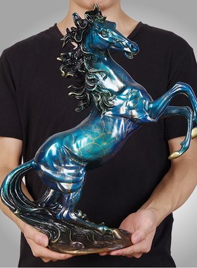 黄铜马摆件玄关生肖铜马办公室客厅家居装饰品马到成功工艺品摆设