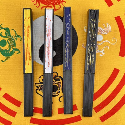 手绘扇子五雷扇五路财神扇子绢布扇子0寸手扇法扇
