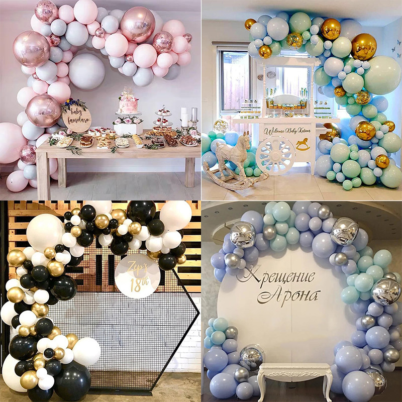 网红马卡龙灰色气球链套餐不规则乳胶组合套装生日婚房派对装饰