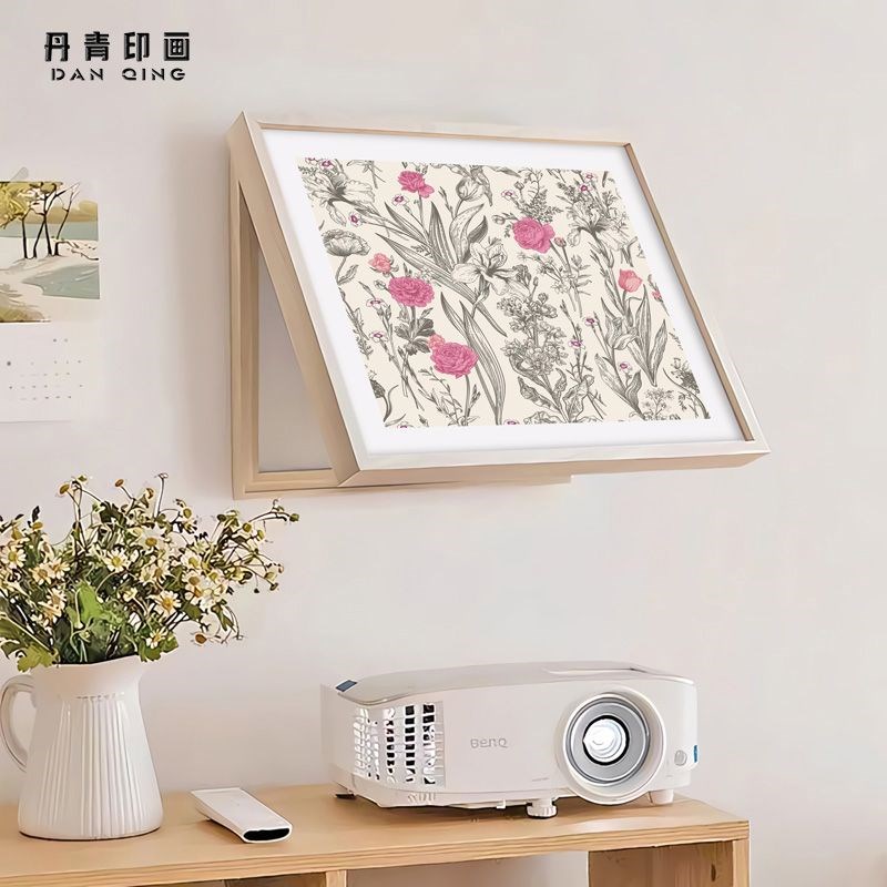 日式原木风电表箱装饰画配电闸开关盒遮挡可掀盖植物花卉挂画图片