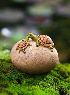 创意可爱小乌龟装饰摆件田园花盆微景观盆景鱼池动物造景工艺礼品