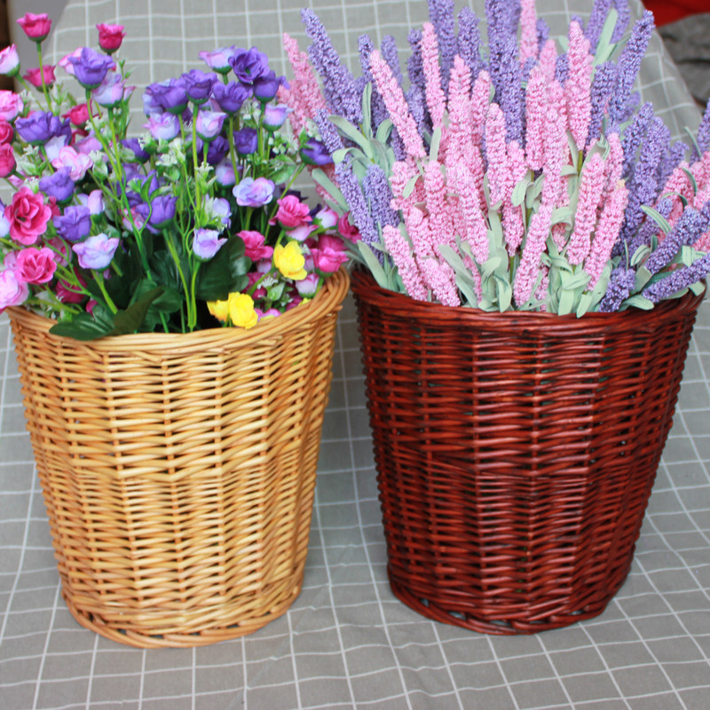 柳编藤编号落地花篮花桶插花花器花筐花篓收纳筐 摄影道具
