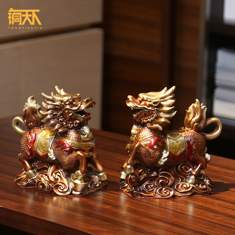 麒麟一对火麒麟室新中式家居饰品玄关乔迁礼品