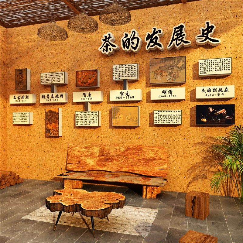 茶室氛围布置茶叶店背景墙装饰画茶道文化贴画茶馆的发史,家居饰品,软装墙贴,淘宝优惠券,粉丝福利购,淘宝优惠卷