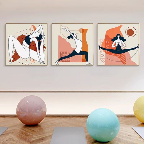 普拉提馆画现代简约健身房舞蹈室人物墙壁画挂画