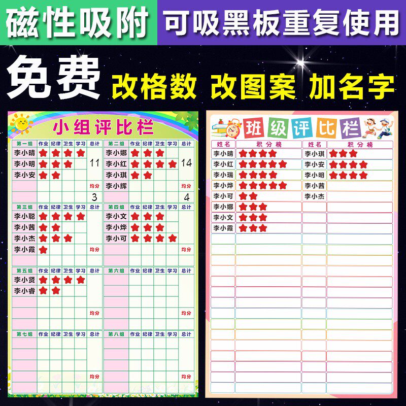 班级小组评比栏磁贴幼儿园开校光荣榜教室生竞赛积分表墙贴