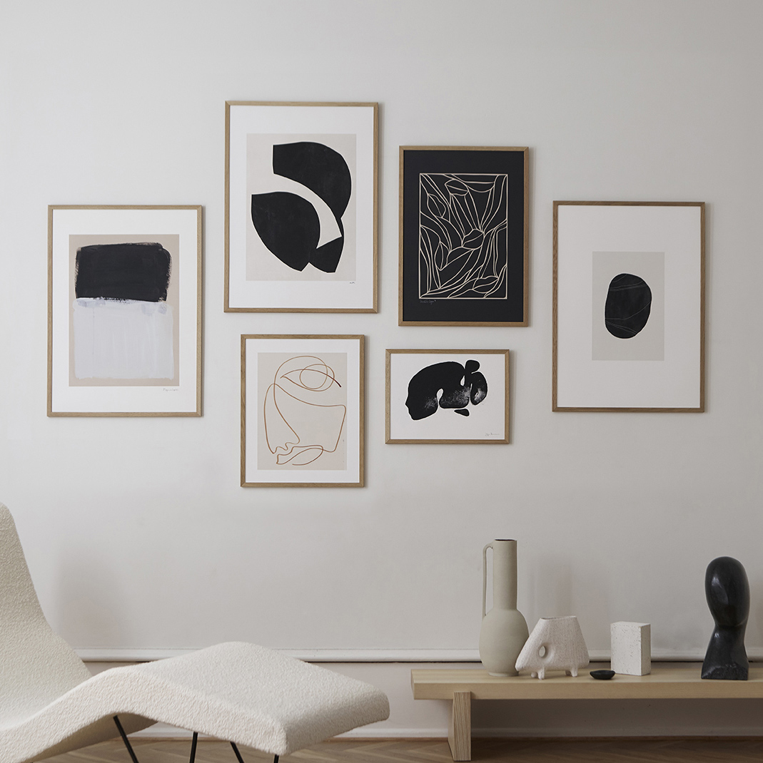 黑白灰抽象几何装饰画现代简约客厅沙发背景墙组合挂画工业风壁画图片