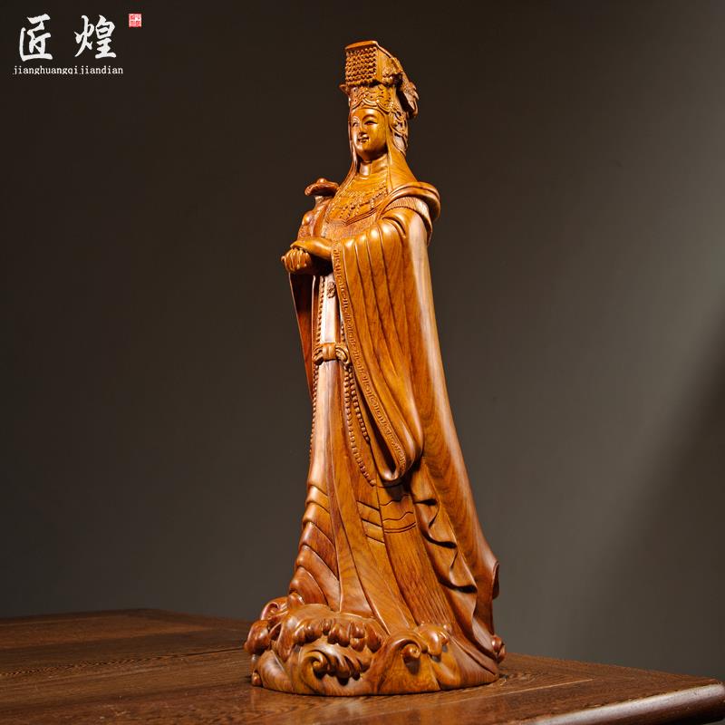 花梨木雕刻妈祖神像天上圣母湄洲海神家居玄关摆设工艺品