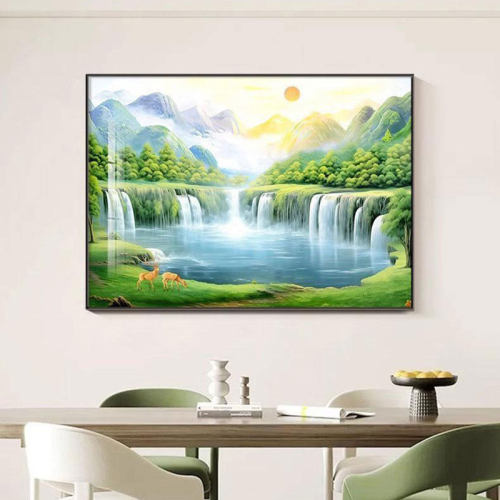 流生财聚宝盆风景画挂画餐厅画现代简约画壁画