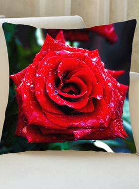 红色玫瑰十字绣抱枕自己绣印花丝线棉线满绣打发时间y礼物