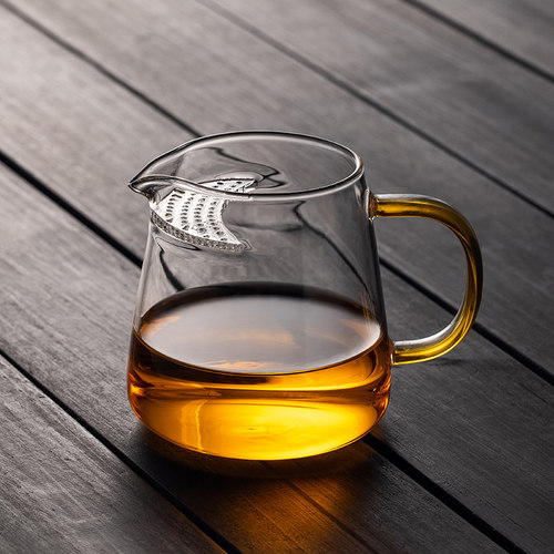 玻璃月牙公道杯带茶滤网一体绿茶专用过滤泡茶公杯茶具功夫分茶器
