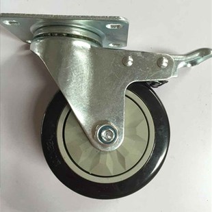 精益管脚轮 线棒脚轮 平板式 4寸脚轮带刹车万向轮