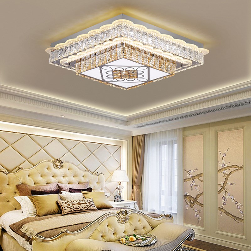 轻奢2024年新款简约平板客厅水晶卧室餐厅家用超亮吸顶广东中山灯