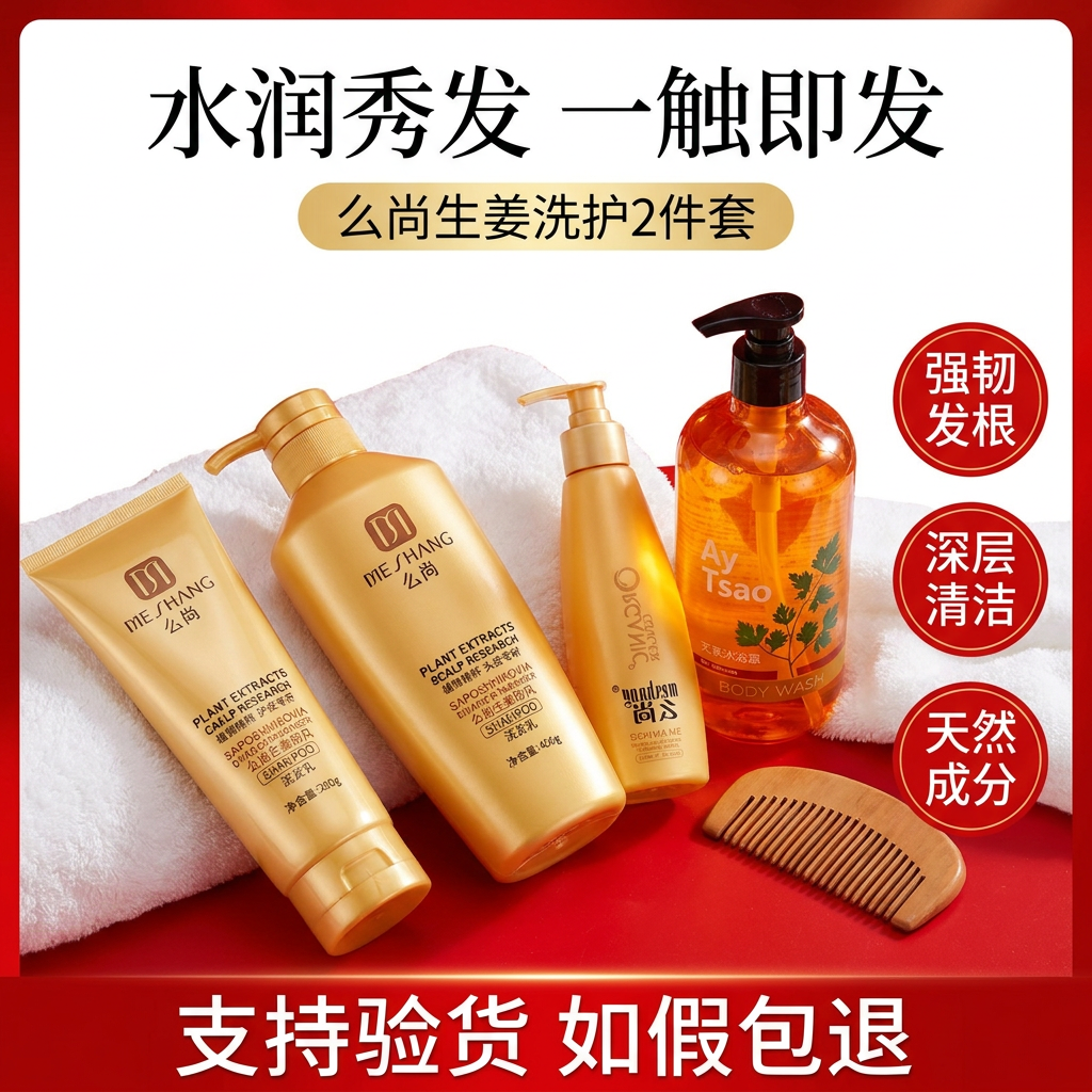 么尚洗发水套装生姜洗发乳艾姜沐浴露温和清洁滋润女新款老款