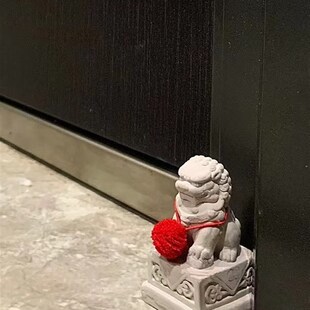 迷你看门狮迷你小狮子摆件绣球狮装饰品石雕水泥狮中式一对狮子石