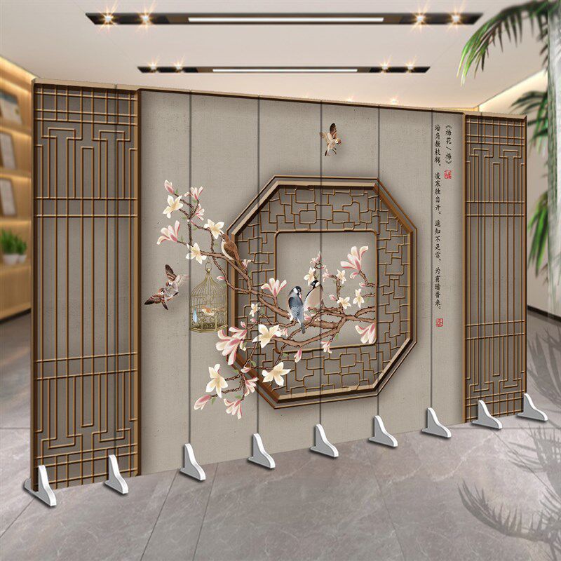 屏风隔断卧室遮挡客厅仿古中式古典饭店包间餐厅移动推拉折叠折屏