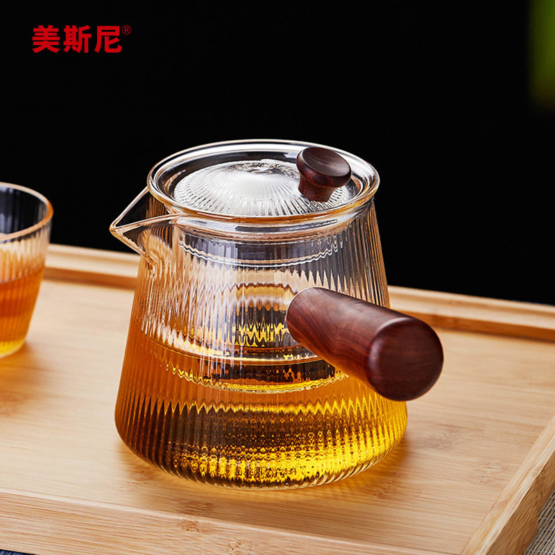 美斯尼玻璃茶壶单壶耐高温过滤侧把煮茶壶家用电陶炉烧水茶具套装
