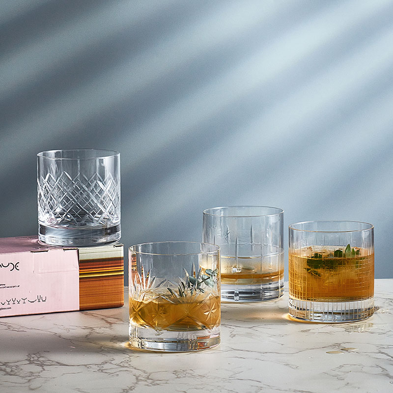 NUDE努德 土耳其进口水晶玻璃手工刻花威士忌酒杯洋酒杯古典杯