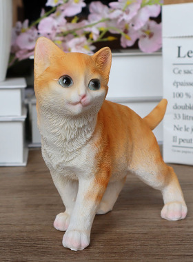 仿真橘猫小摆件小动物猫咪装饰可爱森系治愈桌面摆设艺术造景饰品