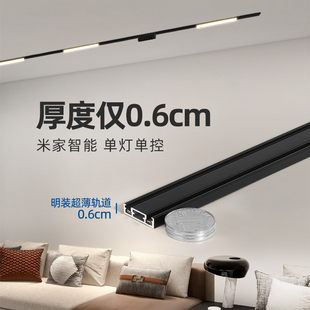 超薄6mm纯铝磁y吸灯led免吊顶家用客厅无主灯轨道 磁吸轨道灯明装