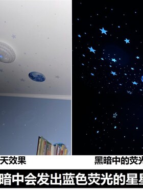蓝色夜光贴星星房间床头宾馆墙面装饰宿舍主题酒店墙上星空荧光贴