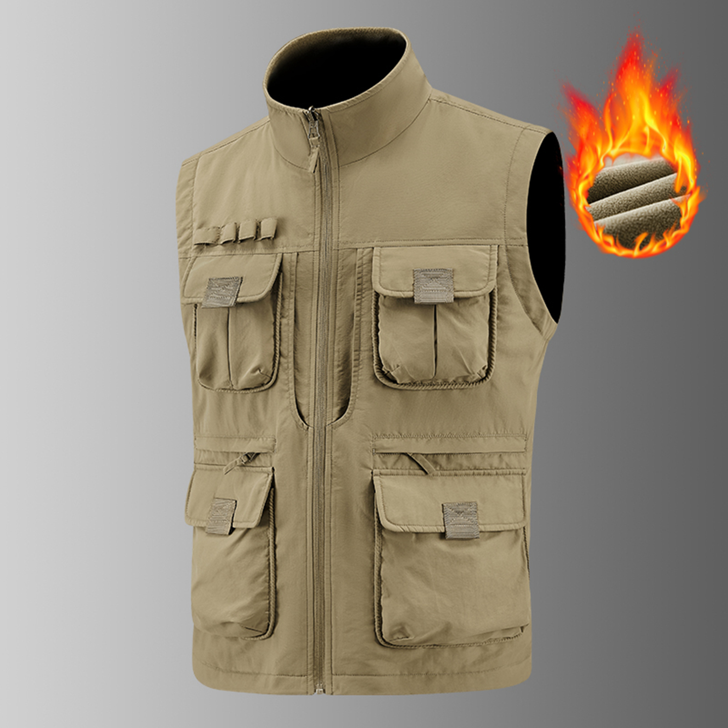 工装风多袋马甲男户外多兜背心宽松大码钓鱼摄影坎肩工装春秋冬款