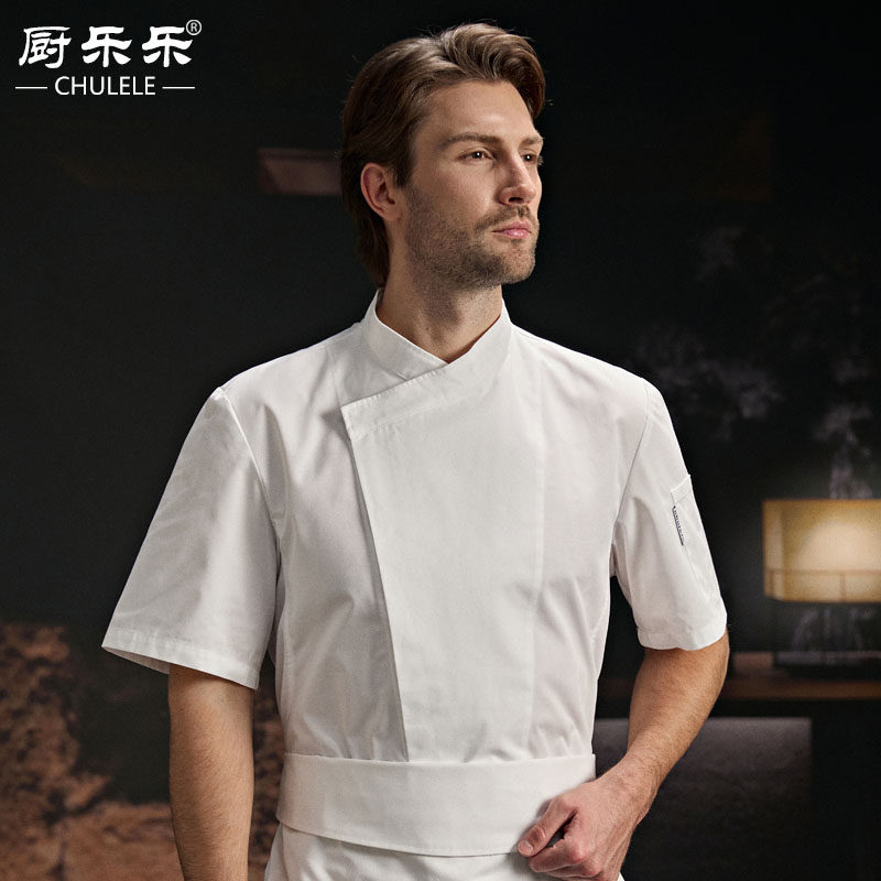 CHULELE品牌 后厨房夏季厨师服男工装高档酒店烘焙大厨短袖工作服