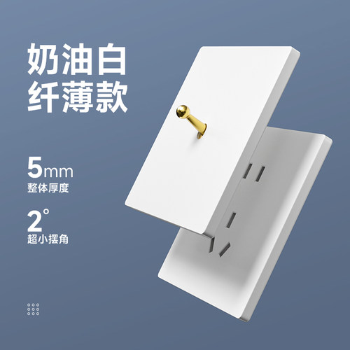 暗装白色哑光黄铜拨杆开关家用