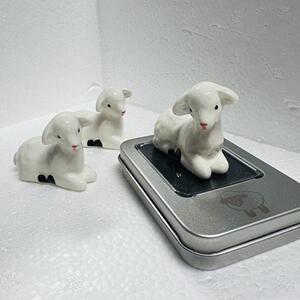 【三只小羊铁盒】可爱陶瓷摆饰