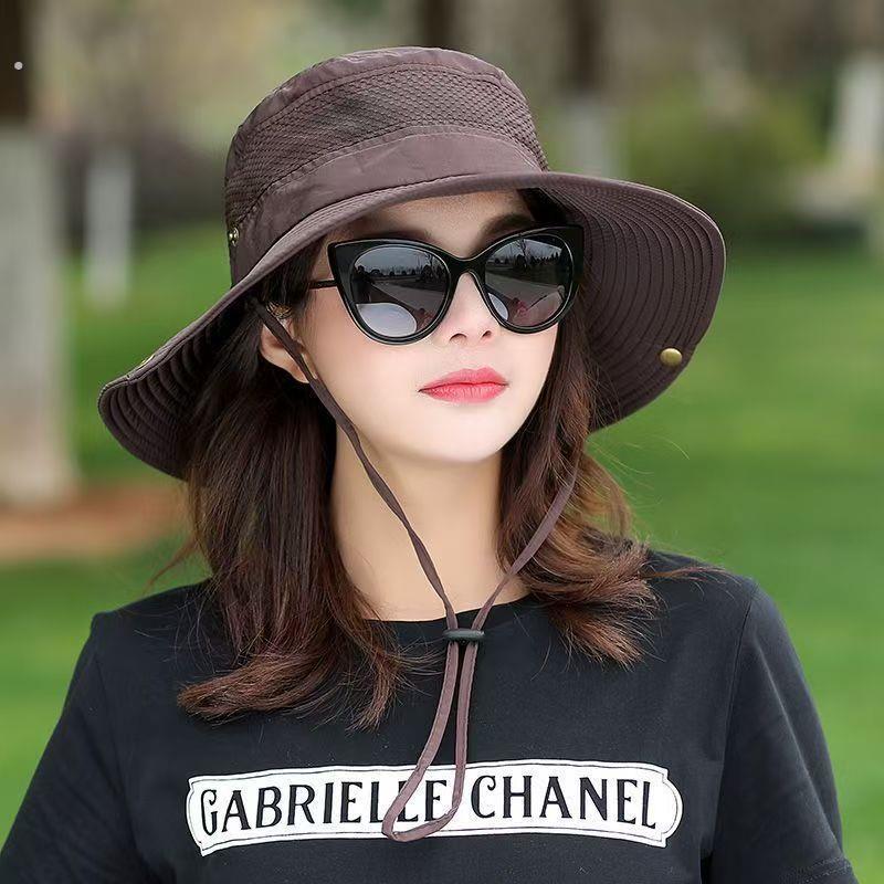 帽子女夏天户外防晒帽防紫外线可折叠女士骑车防吹翻海边度假凉帽