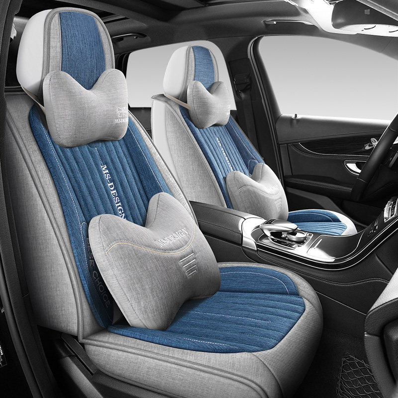 汽车坐垫四季通用新款全包车座垫棉麻布艺小车专用坐套透气座椅套