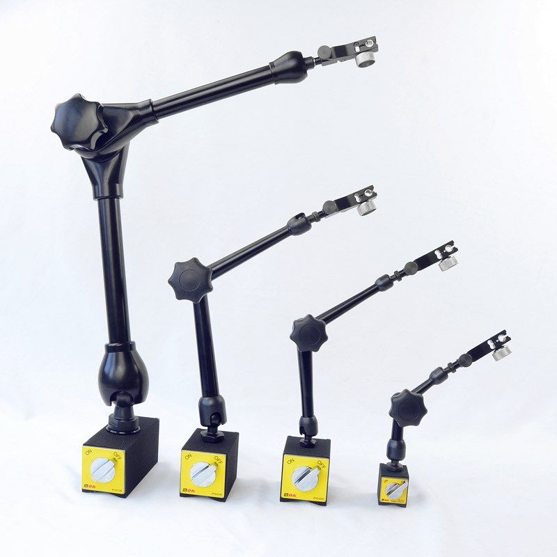 PDOK加长型开关式磁性表座支架强磁磁力座千分表百分表机械固定架