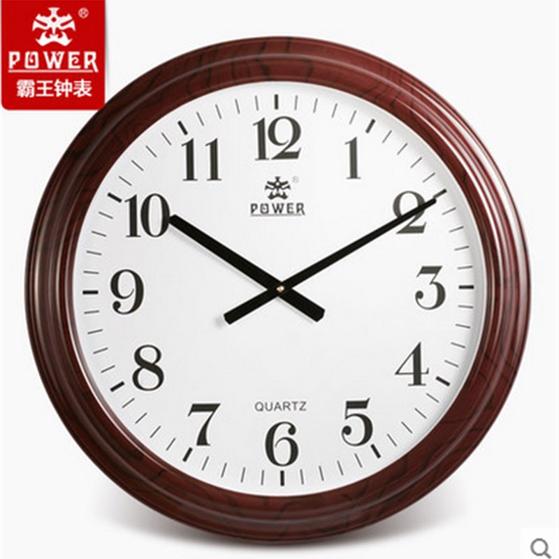 霸王钟表24英寸仿木纹欧式挂钟静音扫秒客厅餐厅大石英挂钟PW8168