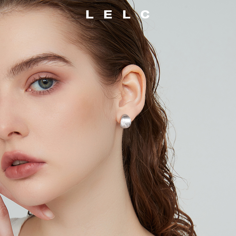 999纯银拉丝豆豆耳钉轻奢小众