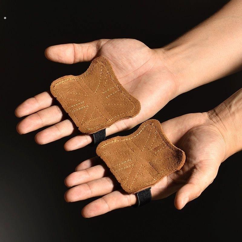 撸铁护掌健身手套引力向上握力带四指单杠辅助训练装备防滑防起茧