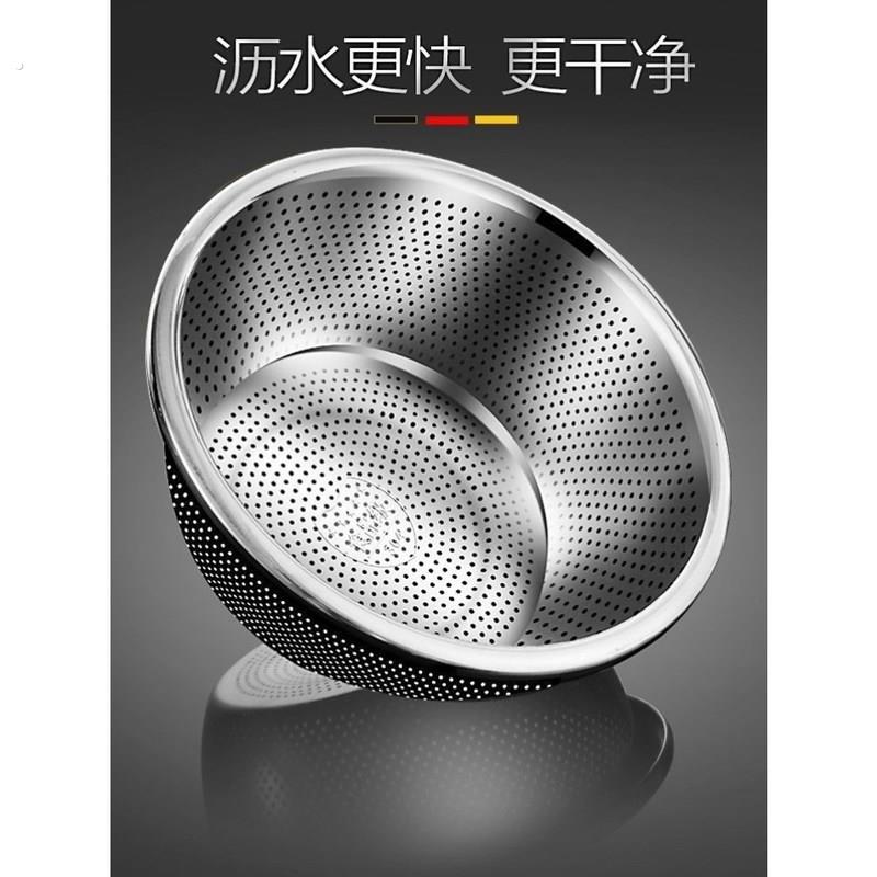 304特厚不锈钢漏盆米筛厨房食品级淘米洗菜沥水盆洗水果滤水篮