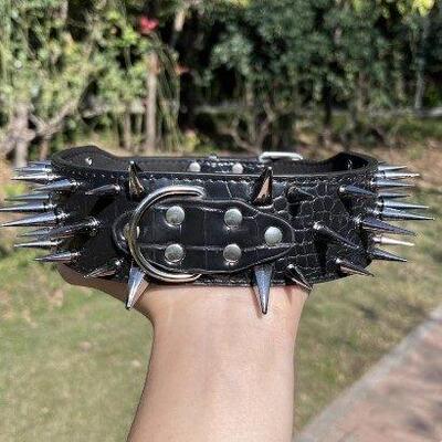 中大型犬铆钉狗项圈恶霸卡斯罗刺钉脖圈牧羊犬防咬脖子尖钉狗脖套