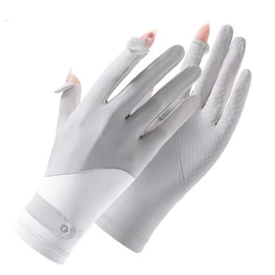 防晒手套女款薄抗UV夏季冰丝防滑防黑开车骑行专用可触控屏幕女式