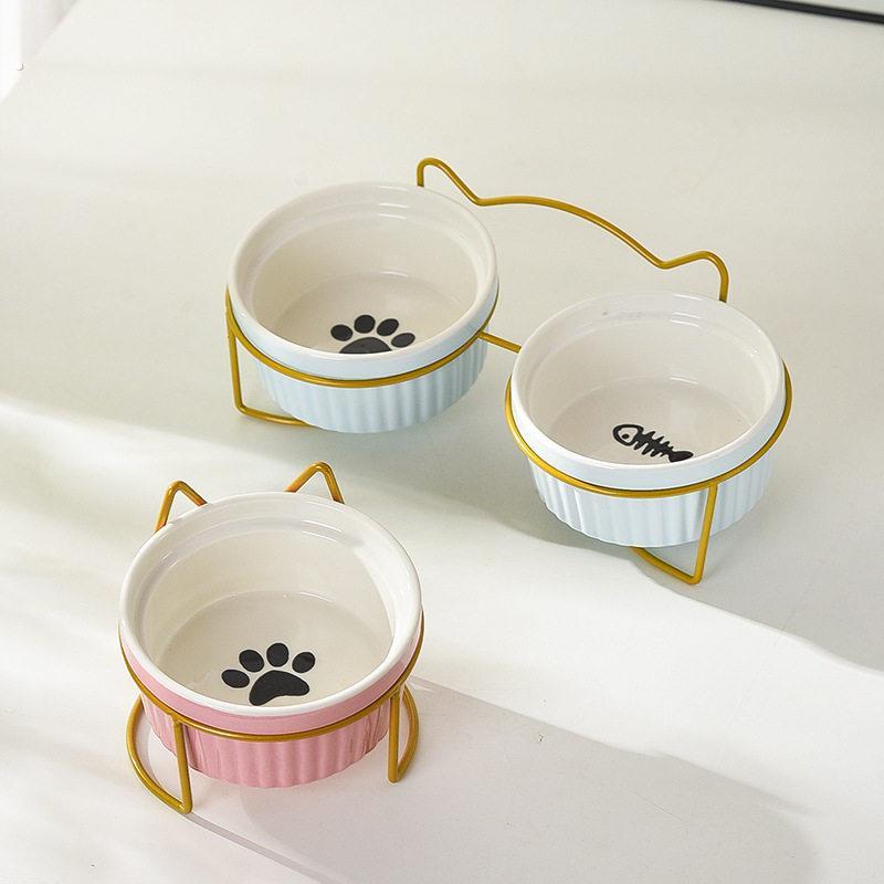 陶瓷猫碗悬挂式陶瓷猫食盆笼子黑碗宠物挂笼防打翻猫咪喝水碗挂碗