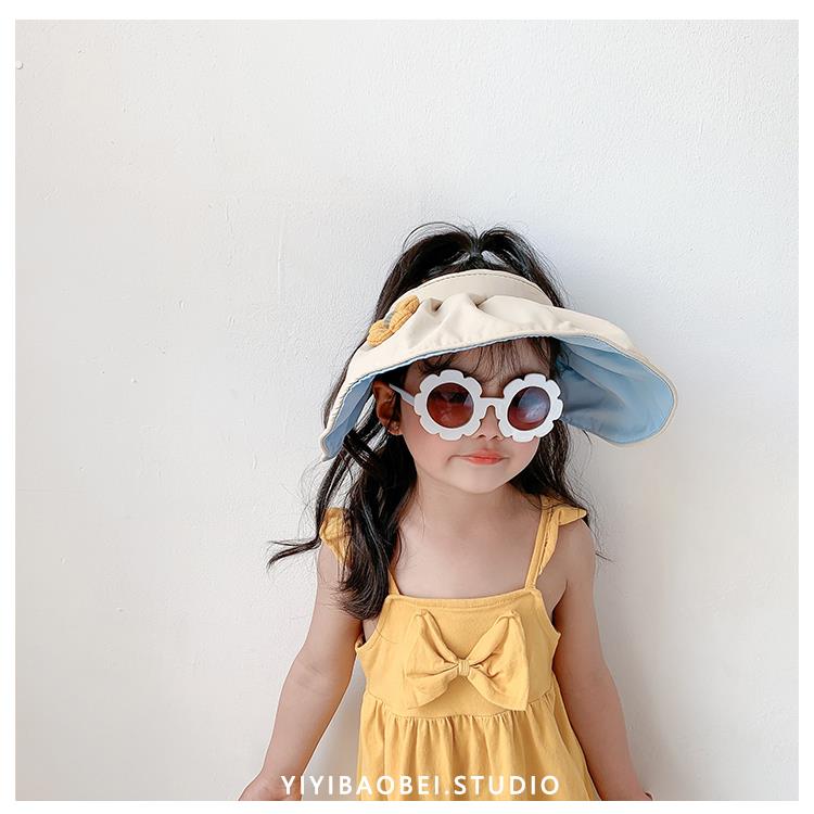 儿童帽子男童夏季防晒帽大帽檐遮阳帽女童防紫外线男孩空顶太阳帽